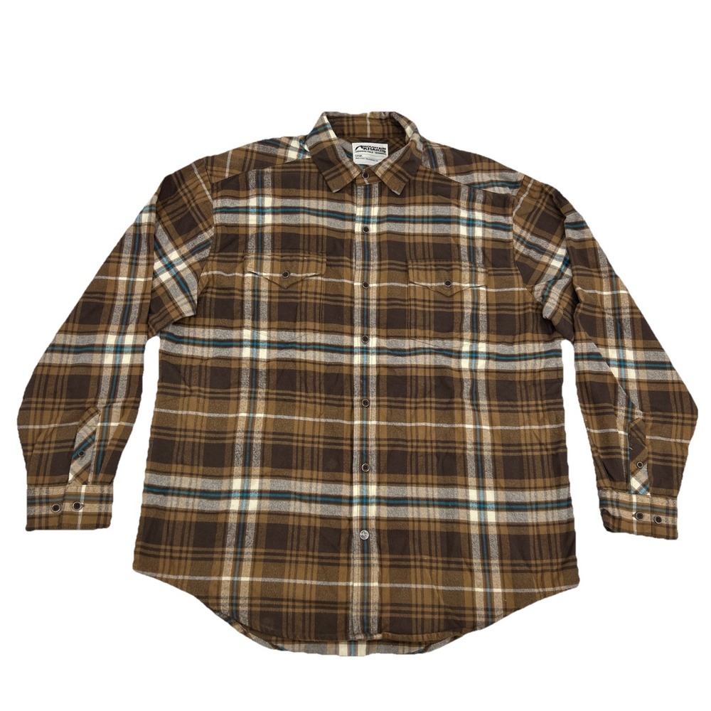 Mountain Khakis Shirt Men's L Brown Plaid Flannel Long Sleeve Button Up Outdoors